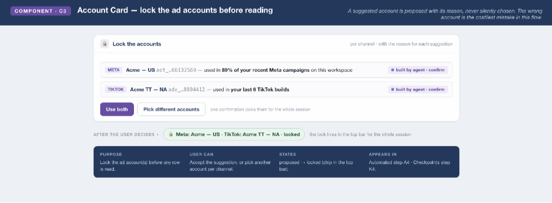 Account card — lock before reading