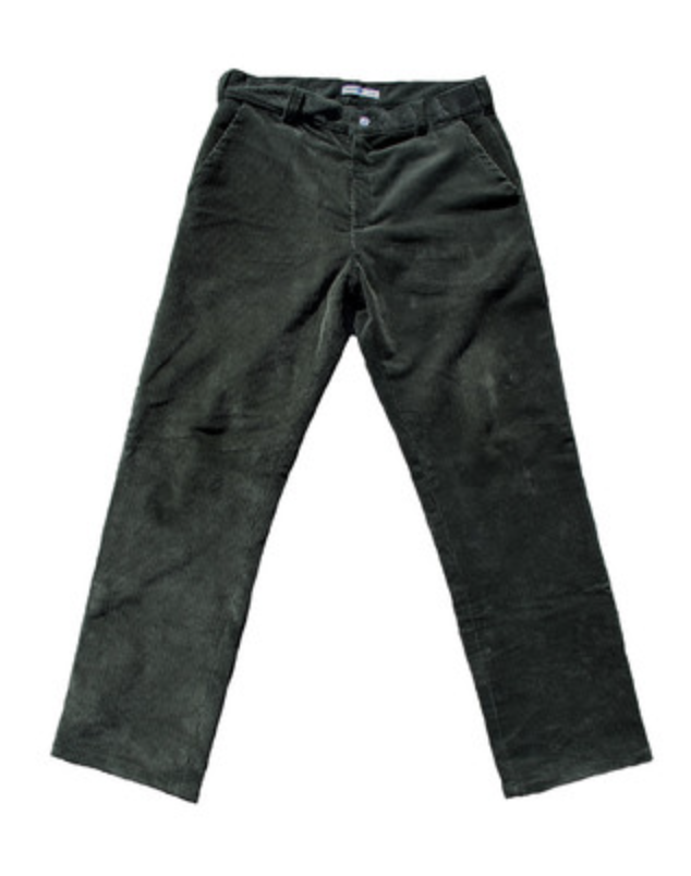Green corduroy trouser — product still