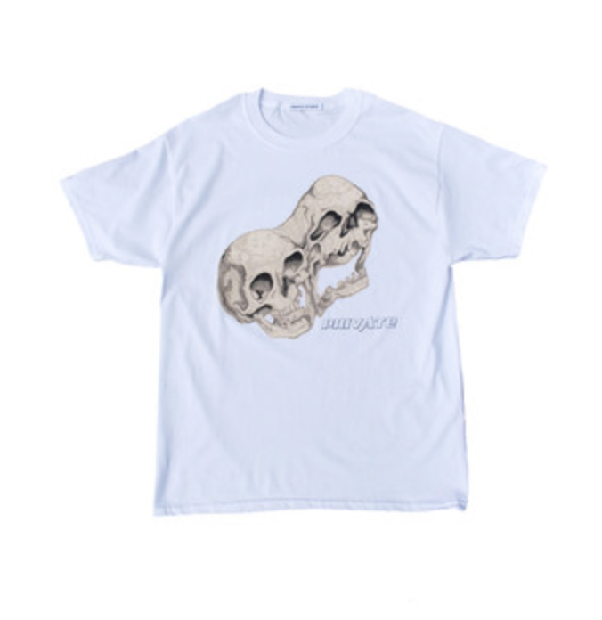 White tee with skull graphic